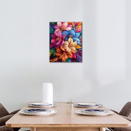 TISHIRON Paint by Numbers Adult Abstract Flowers Painting by Numbers for Adults Colourful Flowers DIY Painting by Numbers Kits Hand Painted Oil Painting Kit Home Decor Artwork, 40 x 50 cm