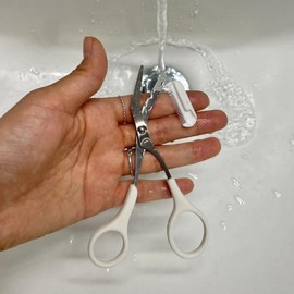 Half-Moon Eyebrow Razor, Thinning Scissors, and Eyebrow Grooming Set White 3ea