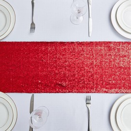 6PCS 12x72 Inch Sequin Table Runner Red Glitter Table Runner for Party, Wedding, Bridal Baby Shower, Event Decorations（6PCS, 12x72 Inch, Red）