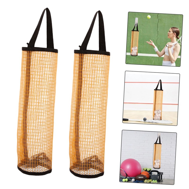 Kisangel 5pcs Tennis Ball Storage Pouches Wall Mounted Mesh Organizer