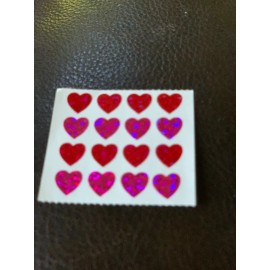 Hambly 1 SQUARE HAMBLY STUDIOS STICKERS PRISMATIC SHIMMER RED HEARTS 16 PCS