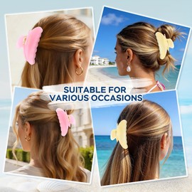 2 PCS Large Acetate Claw Clips - 4-Inch Hair Clips for Women, Off-White & Pink Solid Color Claw Clips for Thick Fine Hair & Updos, Strong Hold&Non-slip, Cute Aesthetic Hair Accessories Gifts for Girls