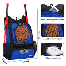 Goloni Baseball Bag,Backpack for Baseball, T-Ball & Softball Equipment & Gear,Softball Bag with Shoe Compartment,Fence Hook