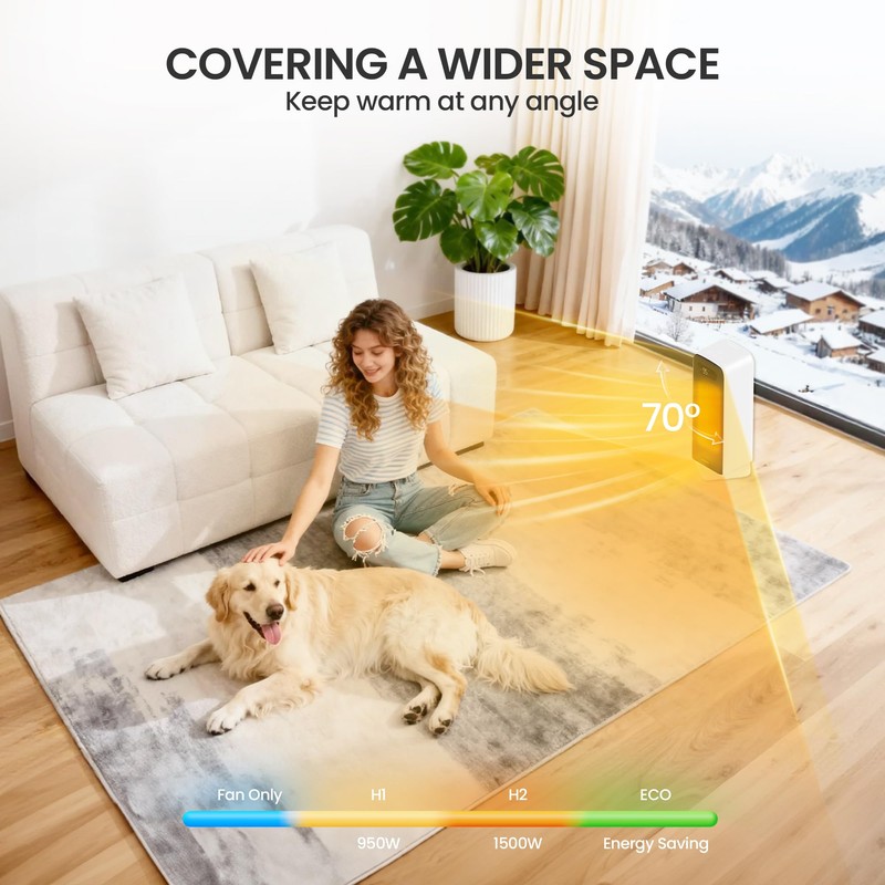Space Heater for Bedroom, Smart Electric Heater with WiFi and