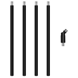 4 Pieces 12-inch M10 Threaded Extension Poles Lighting Fixture Downrods Stems & 180 Degrees Sloped Ceiling Adapter Kits for Pendant Light, Island Lighting, Chandeliers (Black)