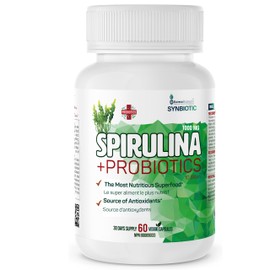 Organic Greens Probiotics Spirulina Capsules 1000mg (2 Caps Daily) - 10 Billion CFU of 60 Vegan Spiruline Probiotic Supplements for Women & Men - Adult Probiotics Super Greens Organic Canada Capsules