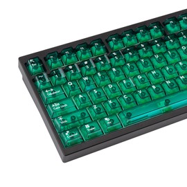 114 Keys Clear Crystal Green PBT Keycap Set, Translucent Shine Through Cherry Profile Keycap for ANSI Layout Mechanical Gaming Keyboard