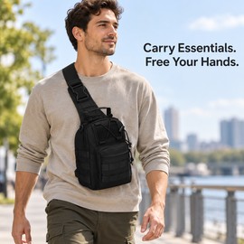 Tactical Sling Bag for Hands-Free Carry – Multiple Zippered Compartments and Adjustable Shoulder Strap