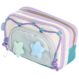 Estuche Organizador Porttil de Mltiples Capas Kawaii para Lpices - Diseo de Bloques de Color de Gran Capacidad Bolsa para Bolgrafos y tiles - Bolsa...