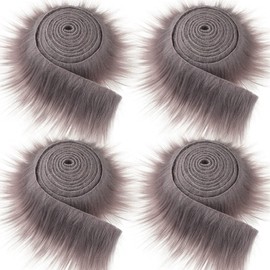 ａ aternee Faux Fur Fabric Shaggy Fur Fabric Trimming Ribbon Tapes Home Decor Artificial Fabric Fuzzy Fur for Party Christmas Tree Skirt, Grey