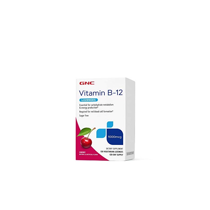 GNC Vitamin B-12 1000mcg, Cherry, Supports Energy Production, 120 Lozenges