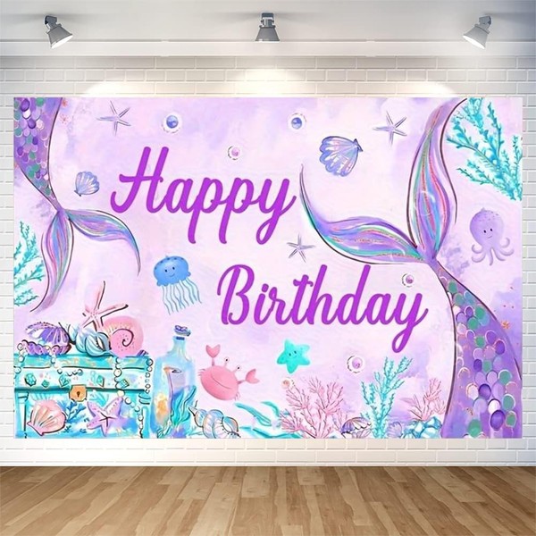 YQWIN Mermaid Backdrop Mermaid Party Decorations Mermaid Birthday Backdrop Mermaid