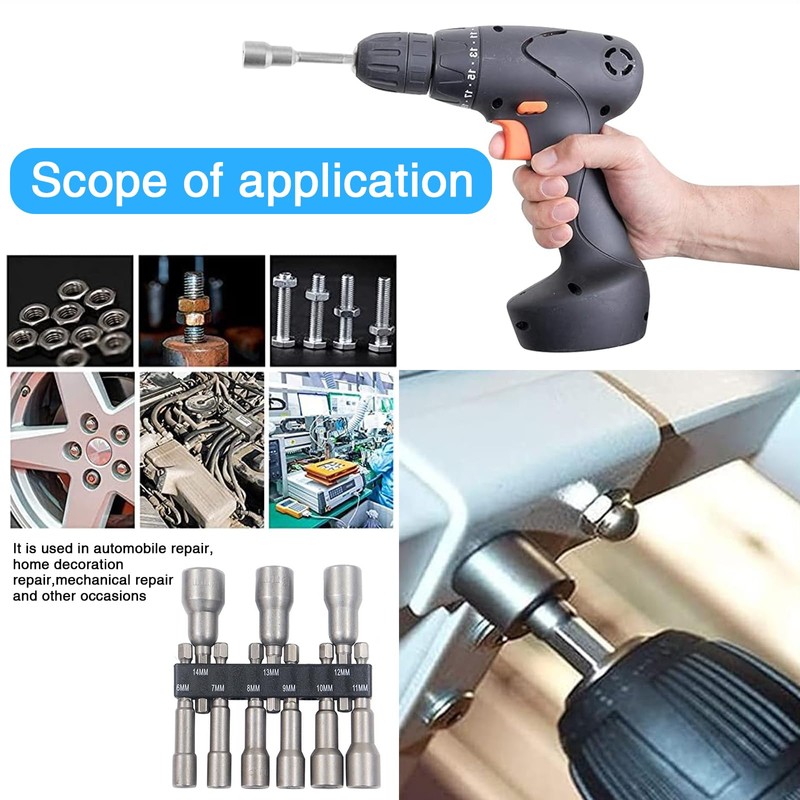 6-14mm Magnetic Nut Driver Set, 9 Pcs Hex Shank Nut