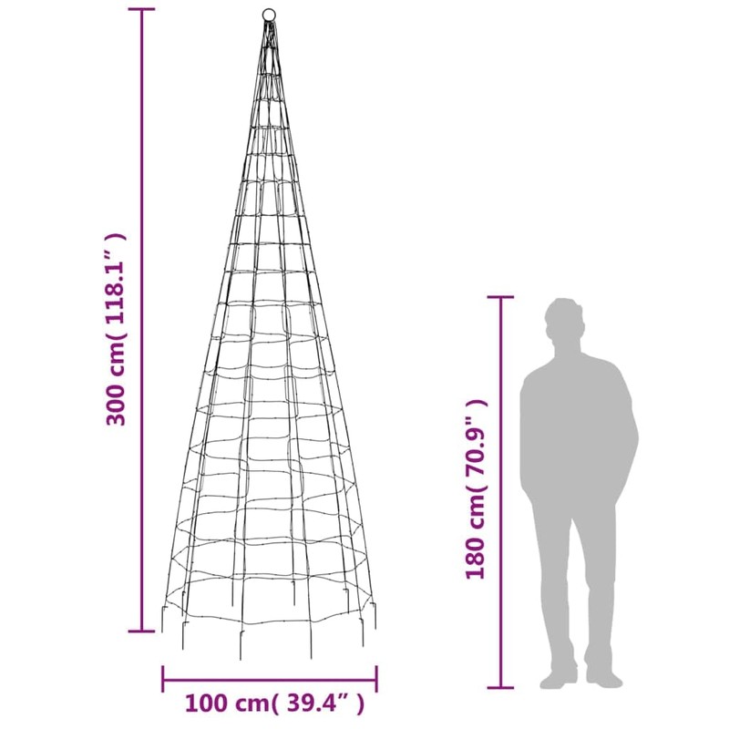 vidaXL LED Christmas Tree for Flagpole, 550 LEDs, Warm White,