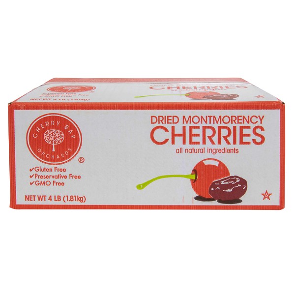 Cherry Bay Orchards - Dried Montmorency Tart Cherries (4 lb. box) - 100% Domestic, All Natural, Kosher Certified, Gluten Free, and GMO Free, No Additives