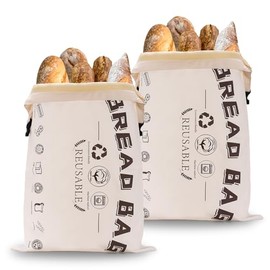 Paquete de 2 bolsas de pan reutilizables de masa madre, bolsas de cera de abeja de algodón para pan casero, recipientes de almacenamiento grandes para mantener fresca la masa madre casera