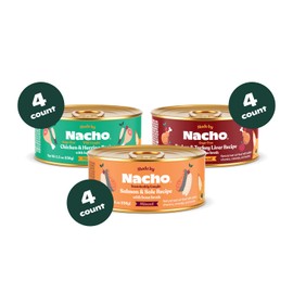 Made by Nacho Premium Minced Wet Canned Cat Food with Hydrating Bone Broth 5.5oz (12 Packs) (Variety Pack (Turkey & Turkey Liver, Chicken & Herring, and Salmon & Sole))