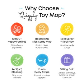 Quiggly Toy Spray Mop for Kids - Toddler Cleaning Set with Real Water Sprayer - Montessori Cleaning Set Mini Sweeper - Educational and Fun Kids Mop - Squeeze and Spray