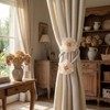 2 PCs Adjustable Boho Curtain Tieback Beige Flower Rustic Rope