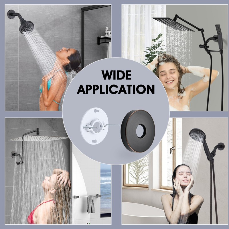 RAINREVIVE 6 Inch Shower Arm with Flange and Stabilizer Bracket,