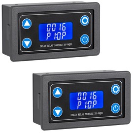 DROK Time Delay Relay 2pcs, DC 6-30V Timer Relay 12V 24V 0.01s-9999min 50mA Digital Timer Cycle Delay Switch Module AC 220V Power On-Off Controller with LCD Display Switch Button Case