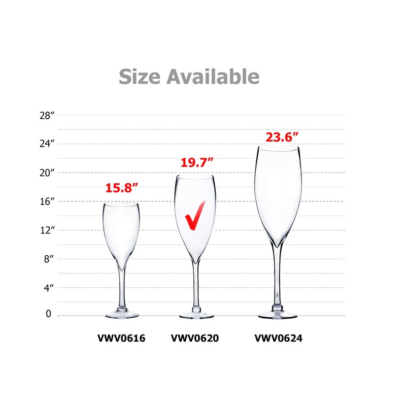 WGVI WGV Champagne Glass Vase, Width 6", Height 20", (Multiple