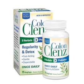 Body Gold Colon Clenz & Detox Overnight Formula | Once Daily with 9 Herbs + Active Probiotics | Constipation Relief for Adults | Bloating Relief for W