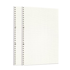 Zelten 2 Pack A4 90 Sheets/180 Pages Squared Loose Leaf Punched Paper Refills Paper for 30 Hole Binder Personal Organizer Diary Notebook Refillable Planner