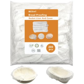 200 Pack Banneton Bread Proofing Basket Liner,21" Bread Bowls Liner Non-Stick Dough,BPA-Free Non Woven Sourdough Bread Basket Liners,Elastic Banneton Liners for Prevents Dough from Sticking to Basket