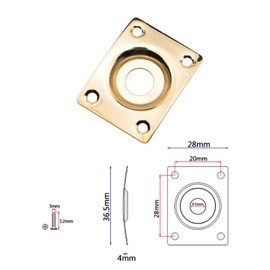 Swhmc Gold Square Guitar Bass Jack Output Plate Socket with 4 Gold Mounting Screws