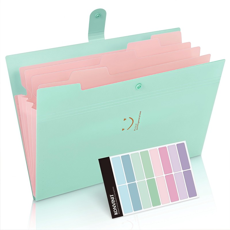KONVINIT Expanding File A4, Document Folder Expandable Organiser with 5