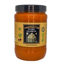 OKONATUR Popcorn Butter Oil | Butter Flavored oil 30 oz Jar | Colored with Natural Beta Carotene from Red Palm oil | Movie Theather butter | Vegan | Natural | Gluten Free