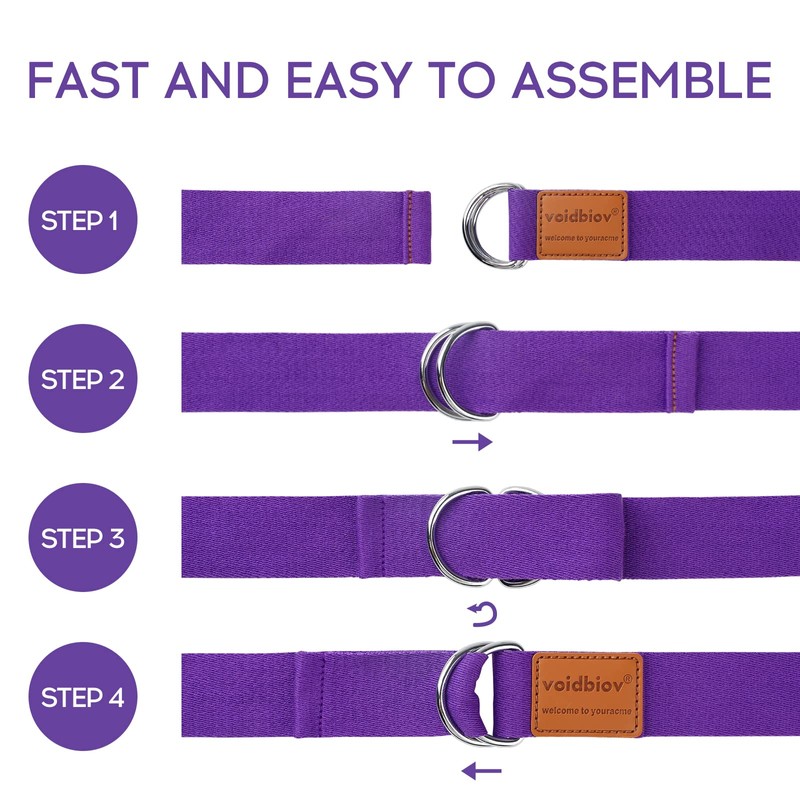 voidbiov D-Ring Buckle Yoga Strap 1.85 or 2.5M, Durable Cotton