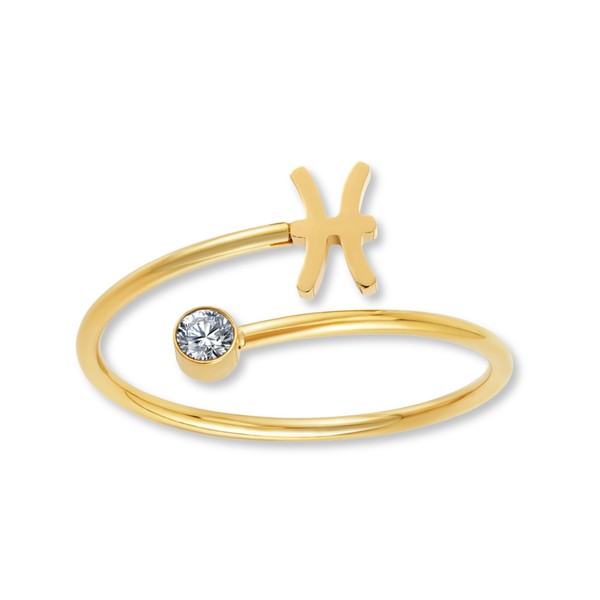 GD GOOD.designs Zodiac Sign Ring Gold with Zirconia Stone for