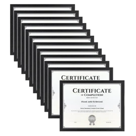 HORLIMER 8.5 x 11 Picture Frame Set of 12, Black Photo Frames 8.5 by 11 for Certificate Diploma Document, Wall Hanging or Tabletop Display