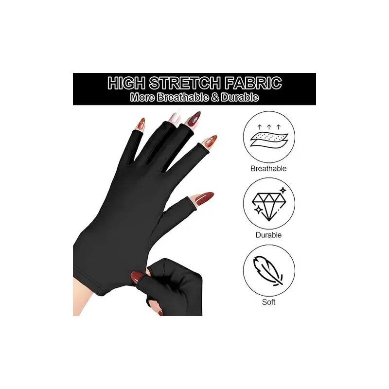 Guantes Para Manicure Protección Contra Uv (1 Par) Negro