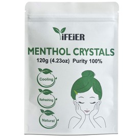 iFEiER 100% Pure Menthol Crystals 120g (4.23oz) | Organic and Natural Mint Crystals | Mentha Arvensis | for Foot Sprays, Candles, Soaks, Creams, Showers, Bath, Steam Rooms and Soap Making.