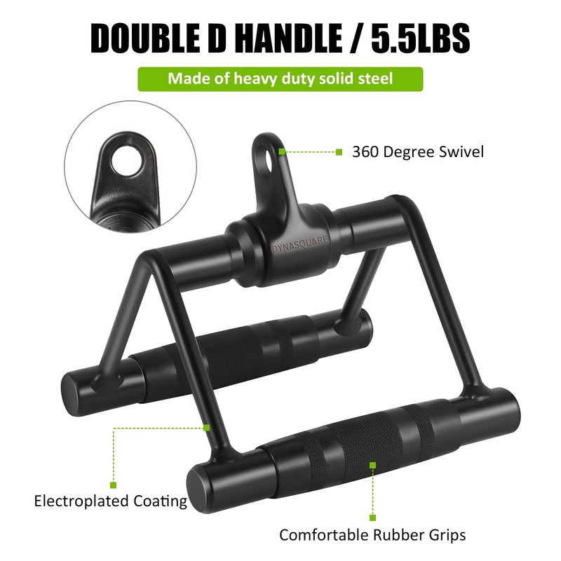 DYNASQUARE Lat Pulldown Attachments Combo, Curl Pulldown Bar with 360°