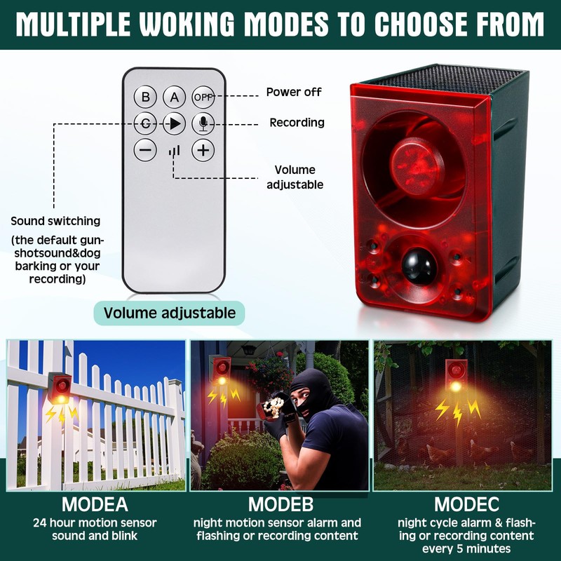 Qualirey 4 Pack Solar Outdoor Motion Sensor Alarm in 2