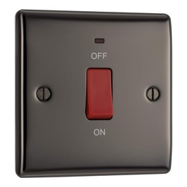 BG Electrical Cooker Control Switch Unit with LED Power Indicator, Single Plate, Double Pole, Nexus Metal, Black Nickel, 45A, NBN74