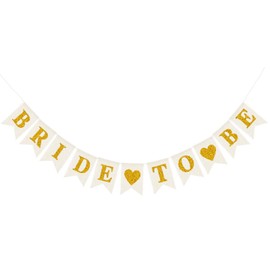 Burlap Bride To Be Banner, Prestrung Bridal Shower Sign, Gold and White Bridal Shower/Bachelorette Party Decorations