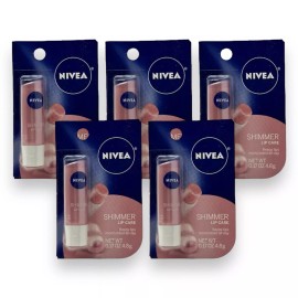 NIVEA 5 Pack Nivea Shimmer Lip Care 0.17 oz Shea Silk Pearly HTF Discontinued Formula