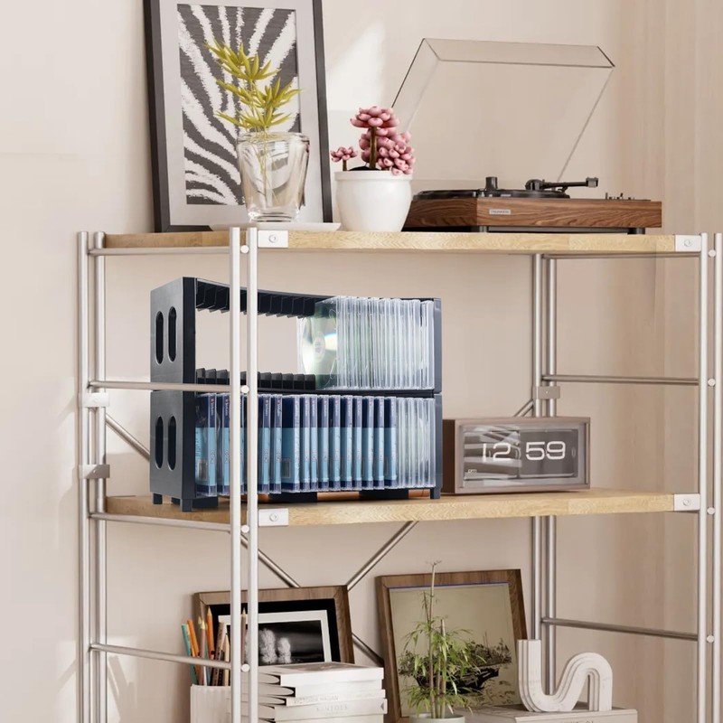 alavisxf xx CD Storage Rack, Upgrade 2 Pack Stackable ABS