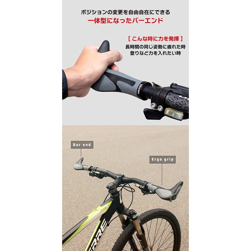 GORIX GX-849AD3-L1-G2 Bicycle Ergo Grip + Bar End Shock Absorption