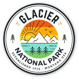Squiddy Glacier National Park Montana - Vinyl Sticker for Car, Laptop, Notebook (5" Wide)