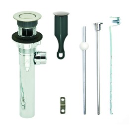 PF WaterWorks PF0730-BN-CH, Chrome Plated ABS Body Bathroom Sink/Lavatory Pop-Up Drain with Ball Lift Rod | With Overflow | CUPC Listed, Brushed Nickel