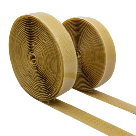 ECOHomes (16 FT x 3/4 Inch) Strips with Adhesive for Fabric, Stick On for Fabric, No Sew Sticky Back for Clothes, Curtains - Heavy Duty Double Sided Hook and Loop Hem Tape Fasteners, No Sewing No Iron, Tan