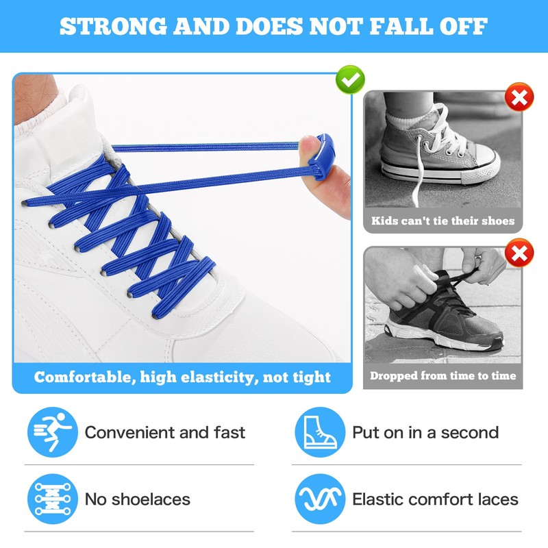 Neo-wows No Tie Elastic Shoelaces, Tieless Shoe Laces for Sneakers