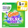 Gain Super Sized Dryer Sheets, Laundry Fabric Softener, Relax, 130