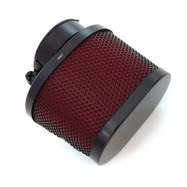 Black & Red Oval Pod Filter Universal 44mm 45mm 46mm 1.77inch Compatible with 50cc-90cc 110cc 125cc 140cc 150cc 200cc 250cc GY6 ATV Scooter Quad Go Kart Moped Pit Dirt Racing Bike Suzuki Baja